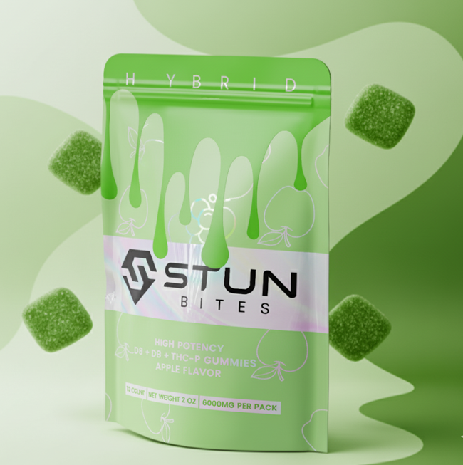 STUN Bites – Apple (Hybrid) – D8 + D9 + THC-P Gummies – 10-Pack