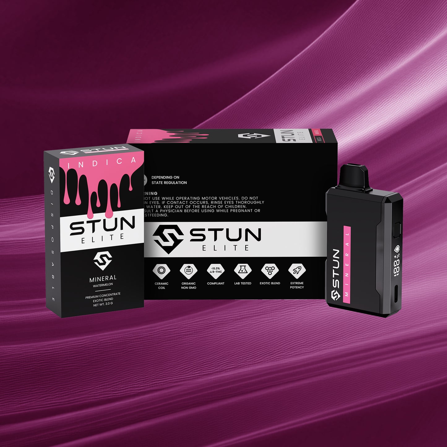 STUN THCP 3.0 g Disposable 5-Pack – Mineral (Indica) – Watermelon