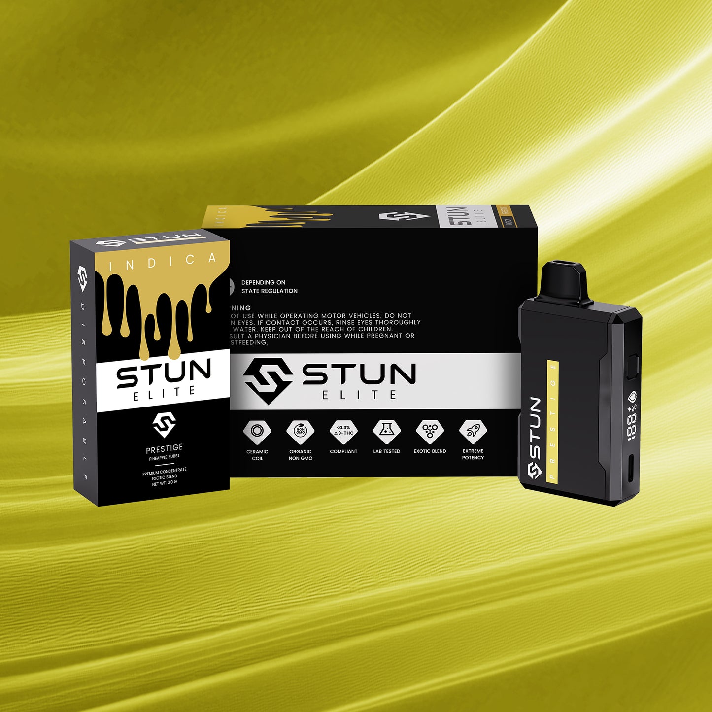 STUN THCP 3.0 g Disposable 5-Pack – Prestige (Indica) – OG Kush/Pineapple Burst