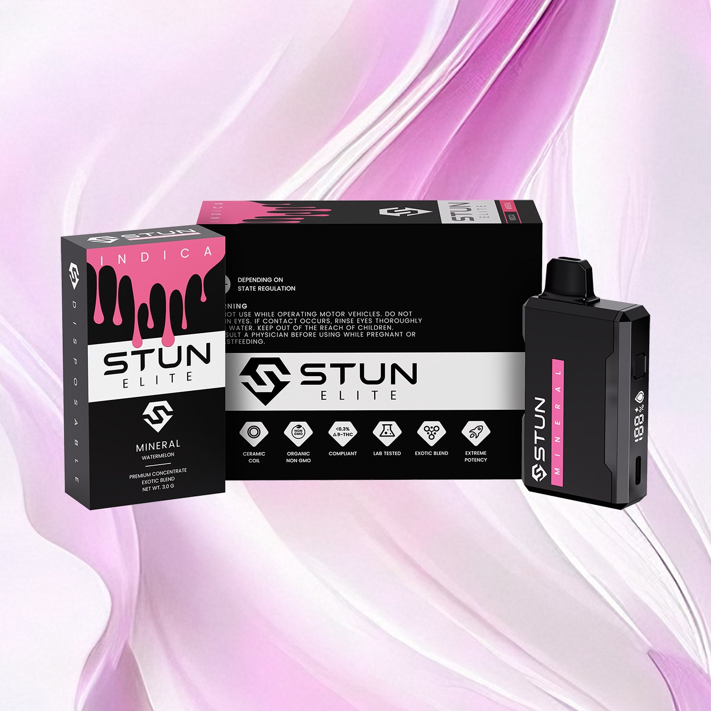STUN THCA 3.0 g Disposable 5-Pack – Mineral (Indica) – Watermelon
