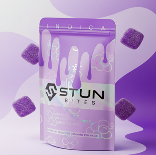 STUN Bites – Grape (Indica) – D8 + D9 + THC-P Gummies – 10-Pack