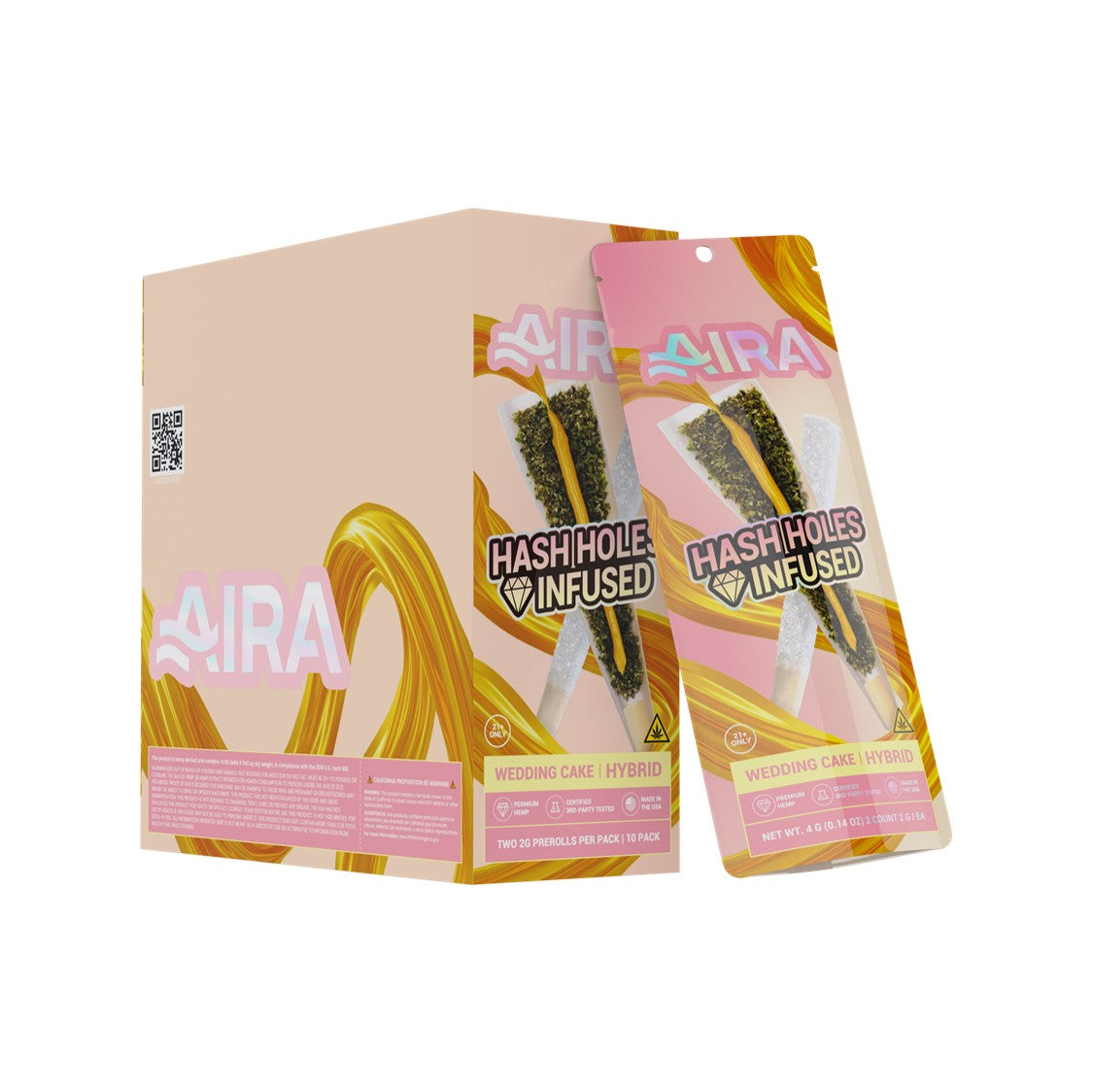 AIRA THCP Prerolls - 2 pc 4g Diamond-infused Hash Holes - Wedding Cake (Hybrid)